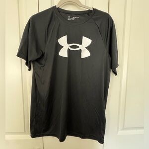 Under Armour Boy's Black Tee with White Logo